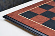 Spanish made black anigre and red ash burl veneer chess board