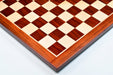Bud rosewood and maple chess board photographed from above