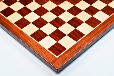 Bud rosewood and maple chess board photographed from above