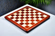 Bud rosewood and maple 19 inch chess board photographed from above