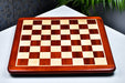 Bud rosewood and maple 50mm square chess board at an angle
