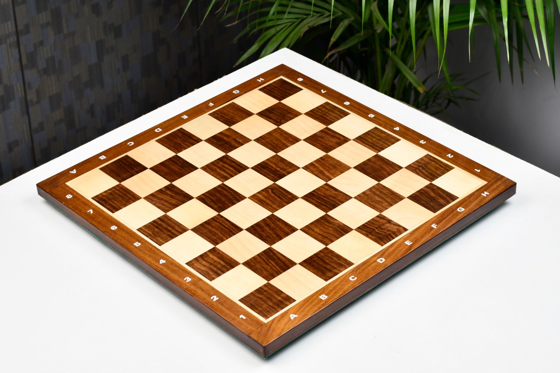 Notation chess board in sheesham and maple, close detail of the coordinates