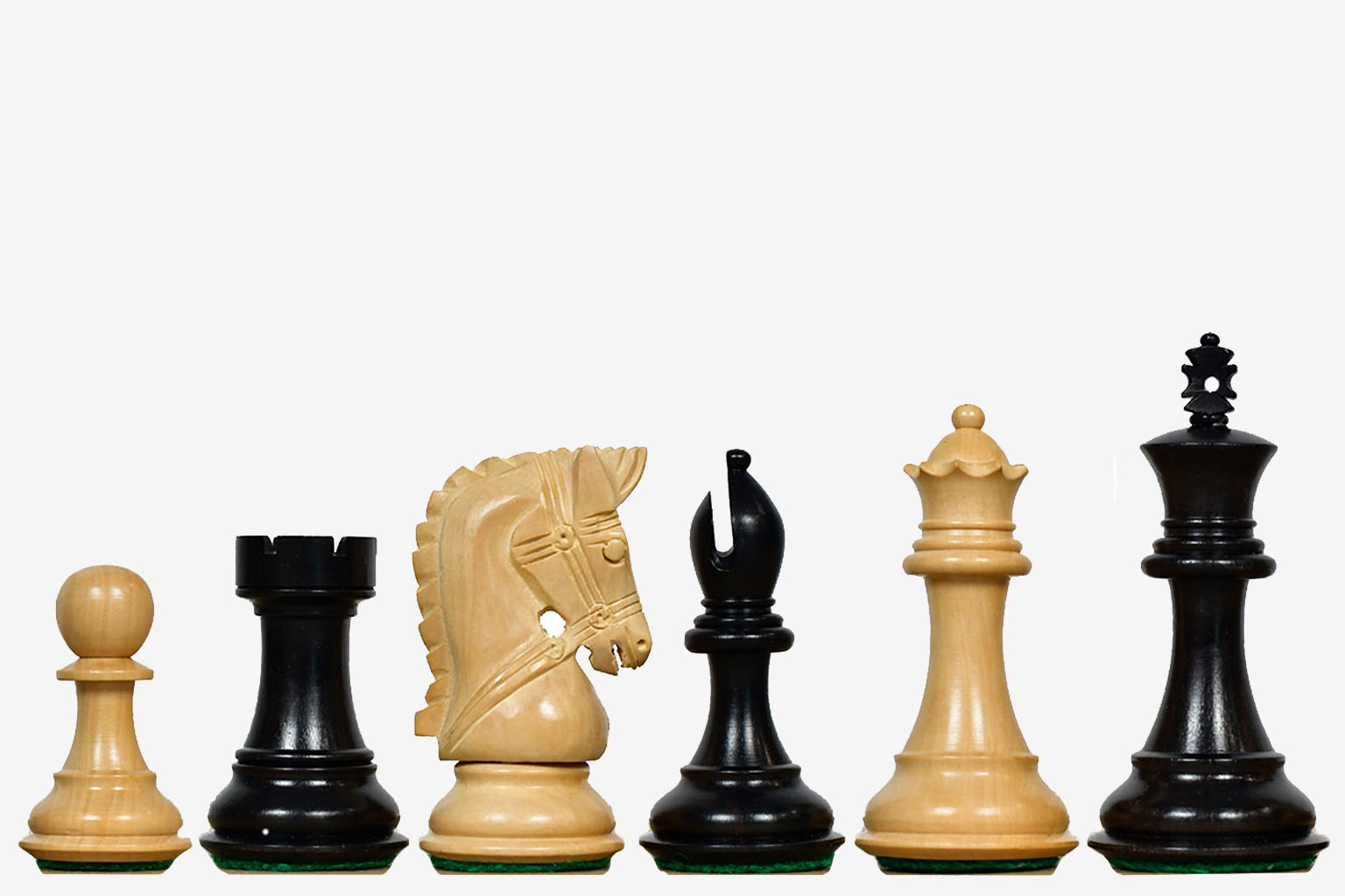 Sterling Chess Ebony Bridle Staunton chess pieces in genuine ebony and boxwood, 91mm king