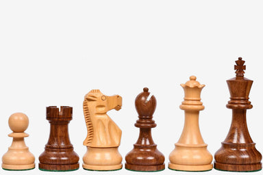Sterling Chess 1972 Reykjavik Championship chess pieces in sheesham and boxwood, 96mm king