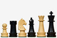 Sterling Chess Championship Staunton chess pieces in ebonised and natural boxwood, 95mm king