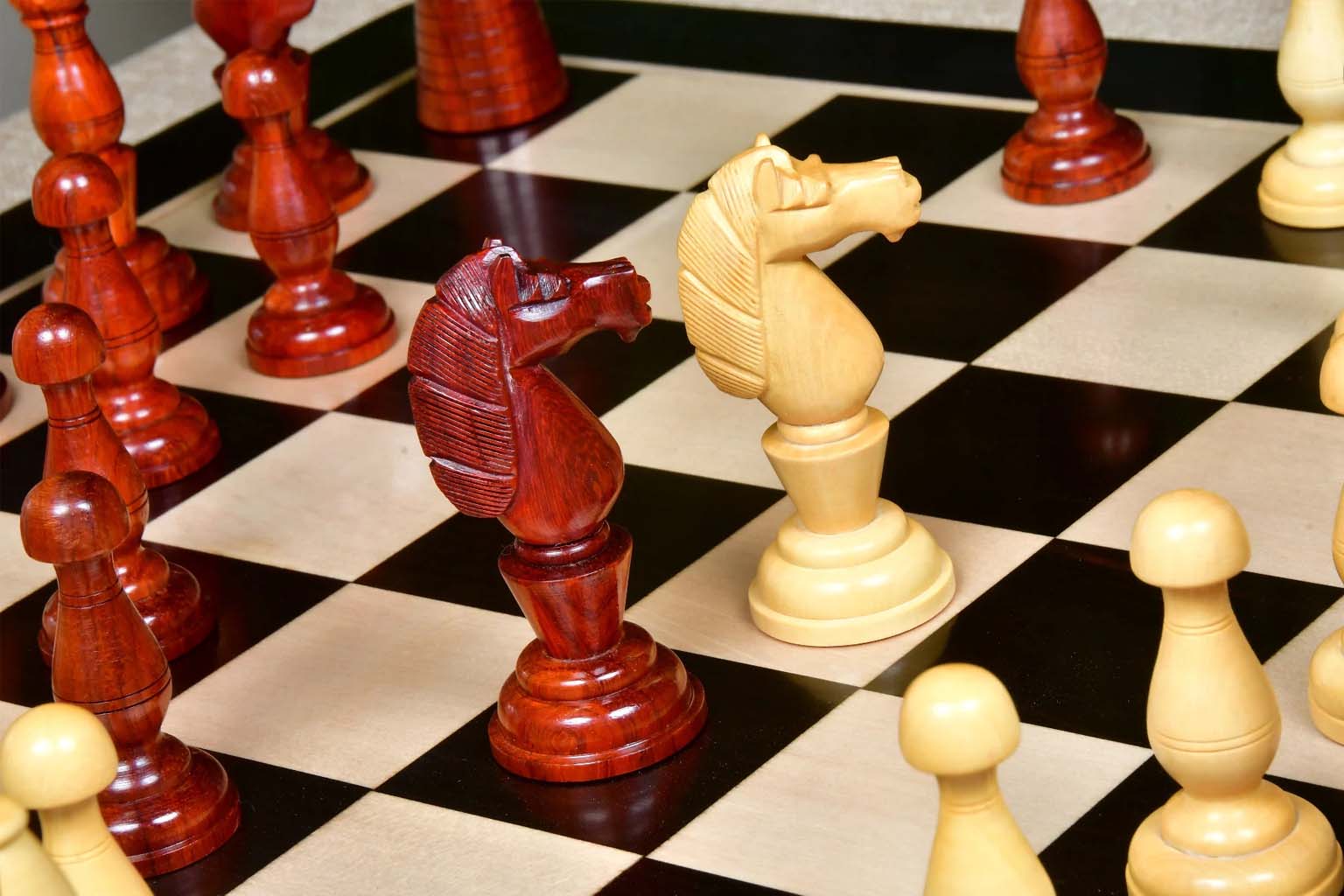 Grand Divan wooden chess pieces, 107mm king, Bud rosewood finish