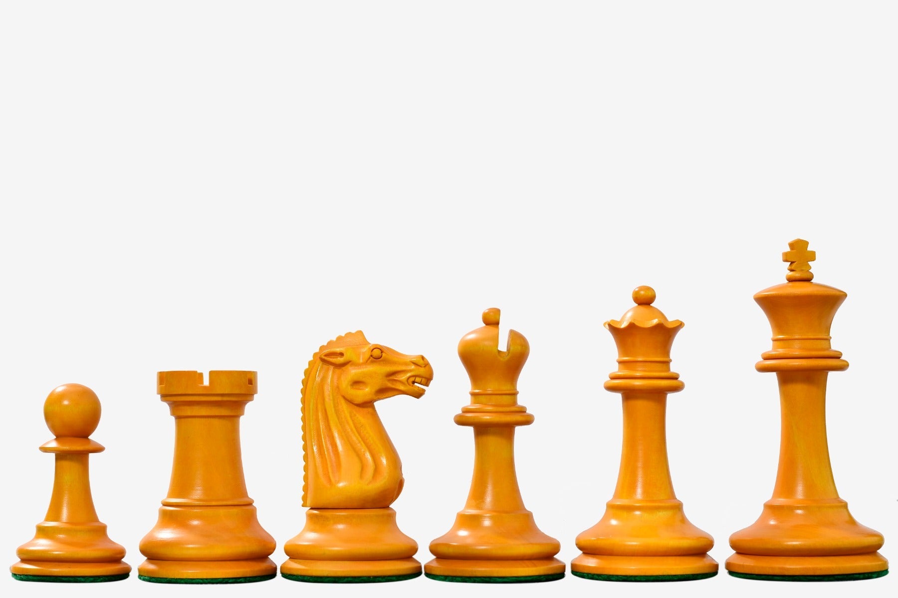 1887 Turner Teich chess pieces in ebony and golden antiqued boxwood, hand carved in India