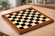 Indian ebony and maple 21 inch chess board with a sheesham border