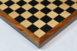 Ebony and maple chess board with sheesham frame, from above