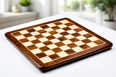 Sheesham and maple chess board, 43cm with 45mm squares