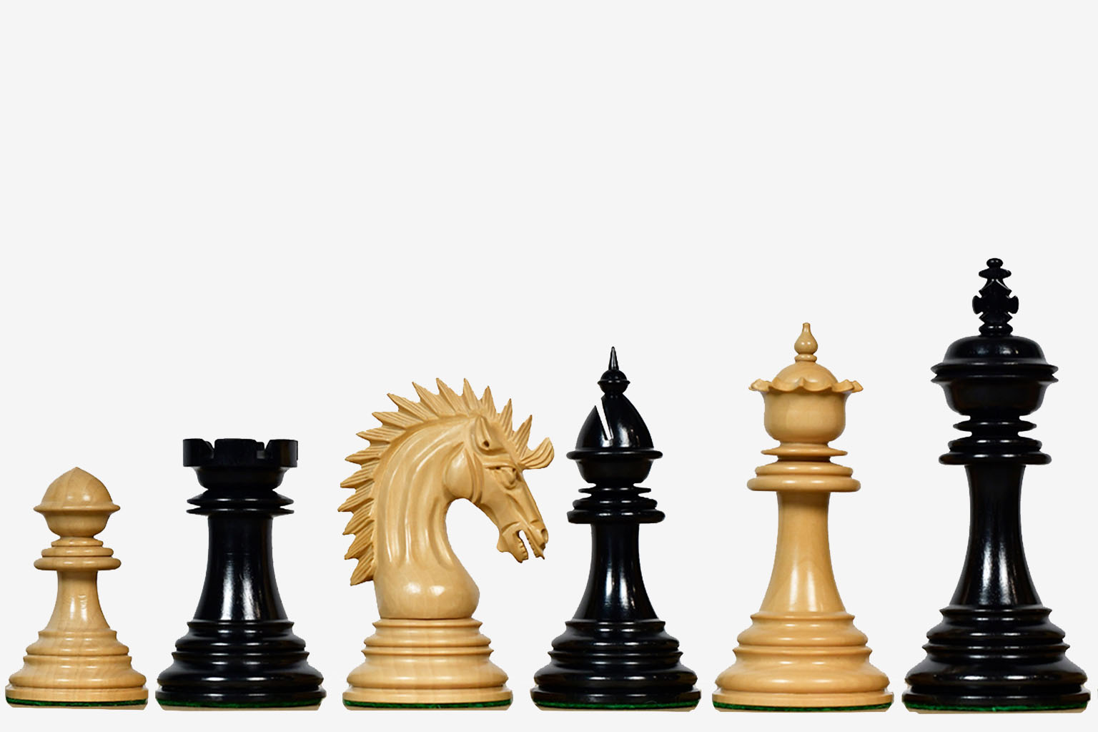 Sterling Chess Ferocious Elite Series chess pieces in genuine ebony and boxwood, 113mm king
