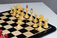 Full 34 piece 1950s Soviet Latvian chess pieces in stained crimson boxwood, Sterling Chess Australia