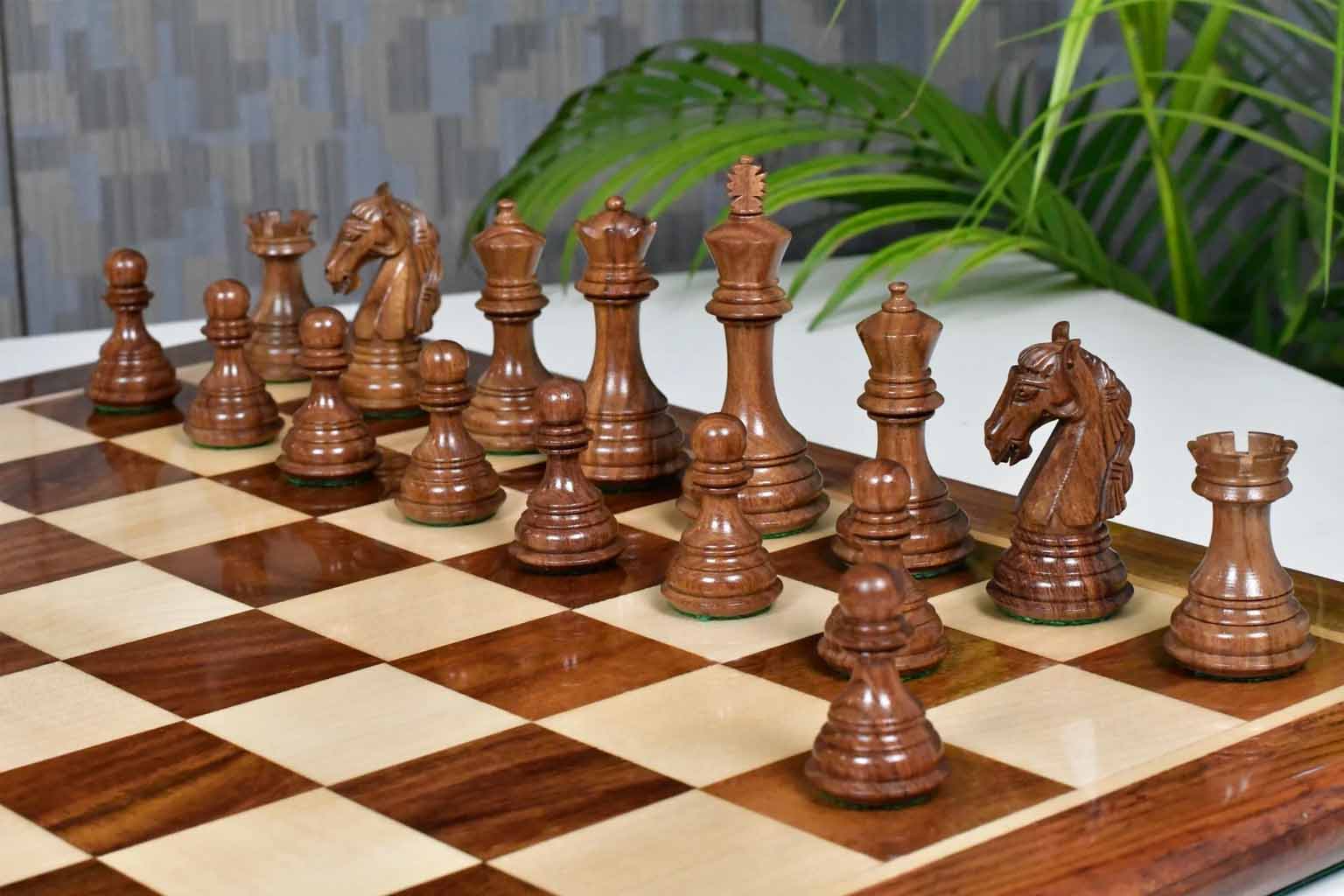 New Colombian Staunton wooden chess pieces, 99mm king, Sheesham finish