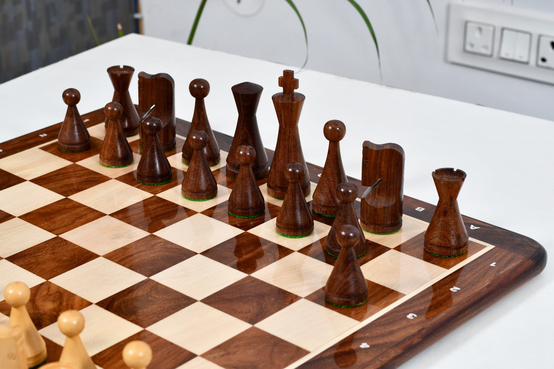 Classic Cone Shaped wooden chess pieces, 104mm king, Sheesham finish