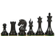 Ebonised boxwood Craftsman Knight Staunton chessmen, 3.9 inch king