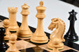 Sterling Chess ebonised boxwood Craftsman Knight Staunton pieces, 99mm king, Australia