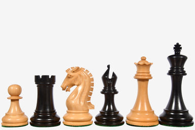 Craftsman Knight Staunton chess pieces in ebonised boxwood with a 99mm king