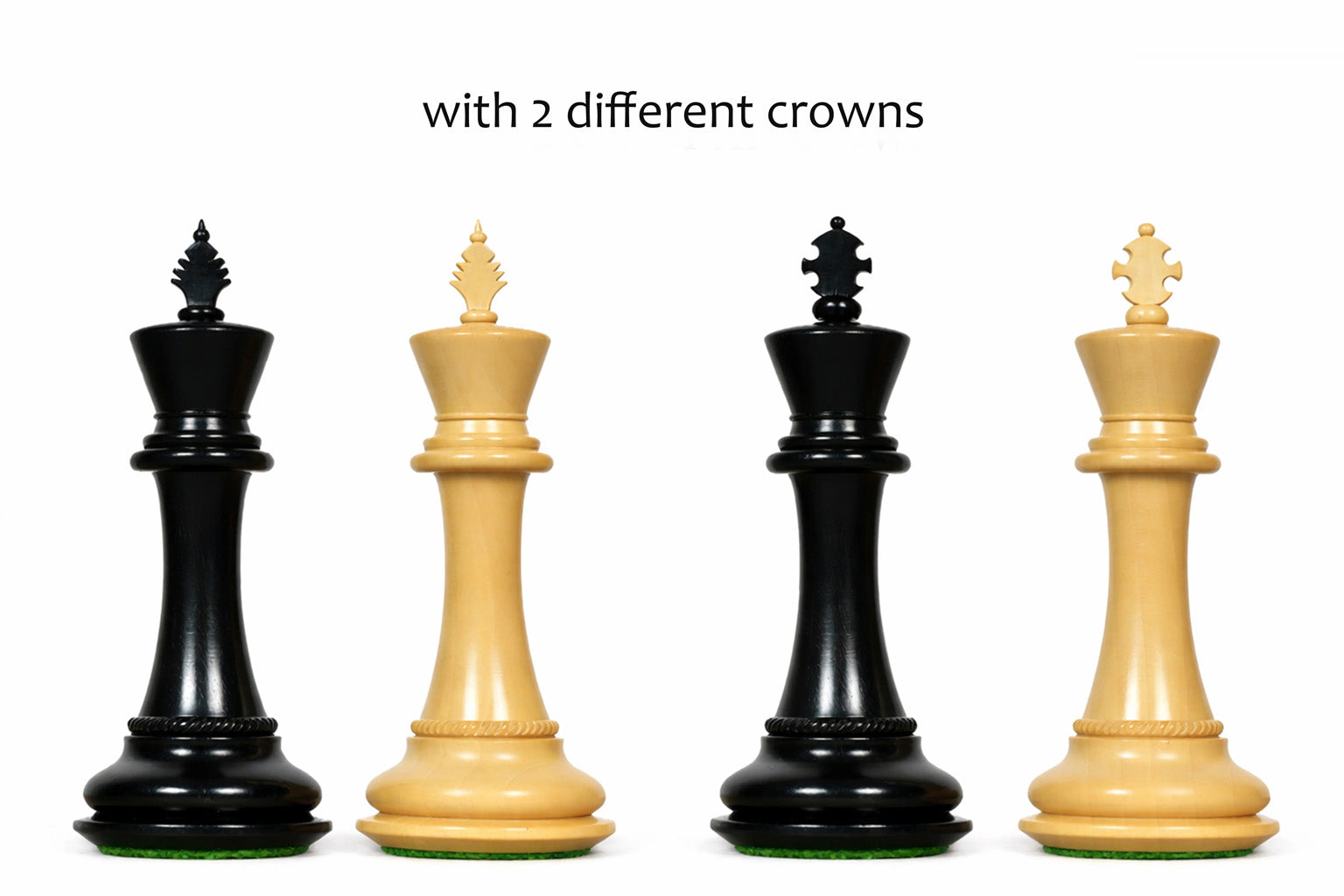 CB Mustang Series chess pieces, genuine ebony and boxwood, hand carved in India