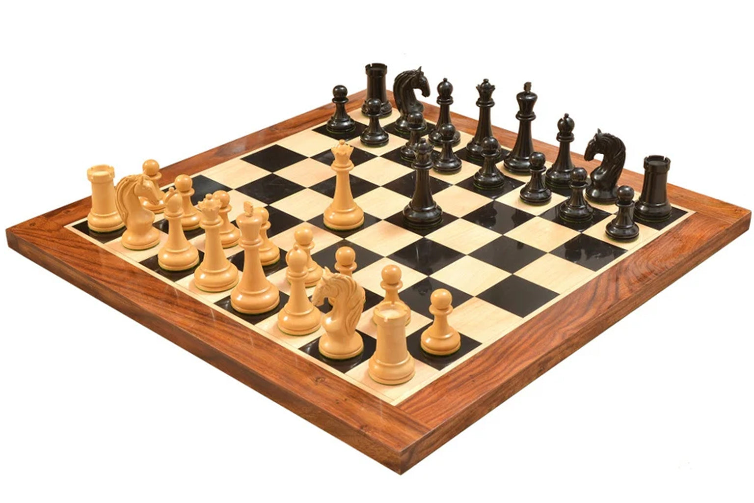 Sterling Chess 1963 1966 Piatigorsky Cup chess set in genuine ebony and boxwood, 108mm king