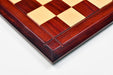Deluxe bud rosewood and maple chess board at an angle