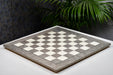 Hi-gloss grey ash burl chess board, edge view