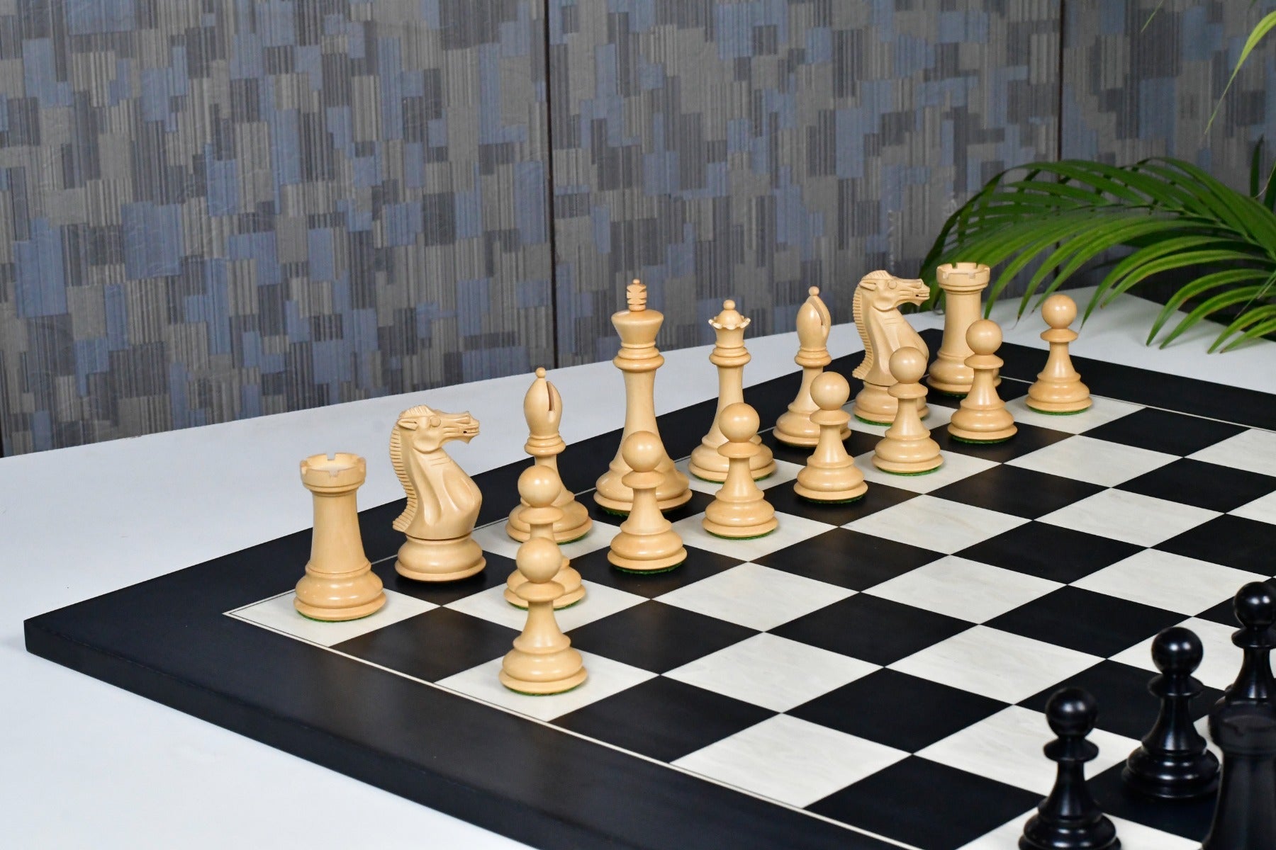 Dominator ebony chess set arranged on 60mm squares