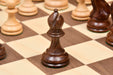 Sheesham chess pieces with a 98mm king and weighted felted bases