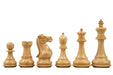 Ebonised chess pieces with a 100mm king and weighted felted bases