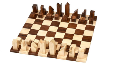 1966 Lanier Graham chess pieces, sheesham and boxwood, hand carved in India