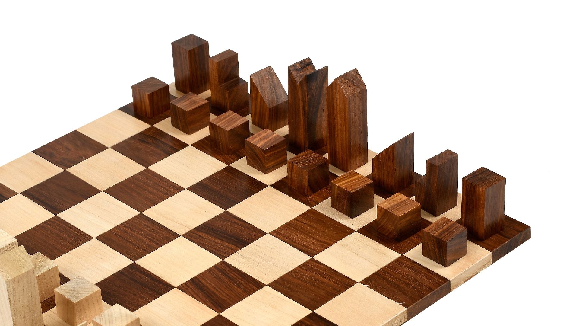 Sheesham chess pieces with a 71mm king and weighted felted bases