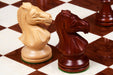 GM Blitz Edition Staunton chess set, 95mm king, Bud rosewood finish with its 55cm red ash burl and maple board