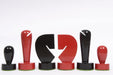Berliner Minimalist red and black chess pieces, weighted with felted bases