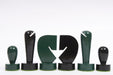 Berliner Minimalist green and black chess pieces, weighted with felted bases