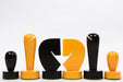 Black & Yellow Berliner Minimalist chess pieces with a 33mm king base