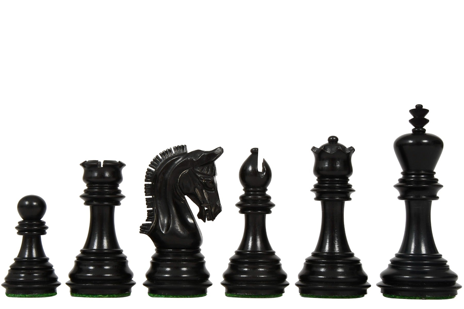 Genuine ebony chess pieces with a 95mm king and felted bases