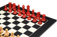 Stained crimson Dubrovnik chessmen, double weighted with felt bases