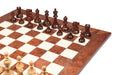 1972 Fischer Spassky Low Knight chess set at 96mm, Bud rosewood pieces with the included board