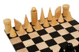 Geometric Minimalist wooden chess pieces, 88mm king, Ebonised finish