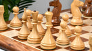 Knight carving detail on the 1961 Soviet Baku chess set in sheesham and boxwood and 53cm board