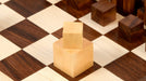 1924 Bauhaus Geometrical chess pieces, sheesham and boxwood, hand carved in India