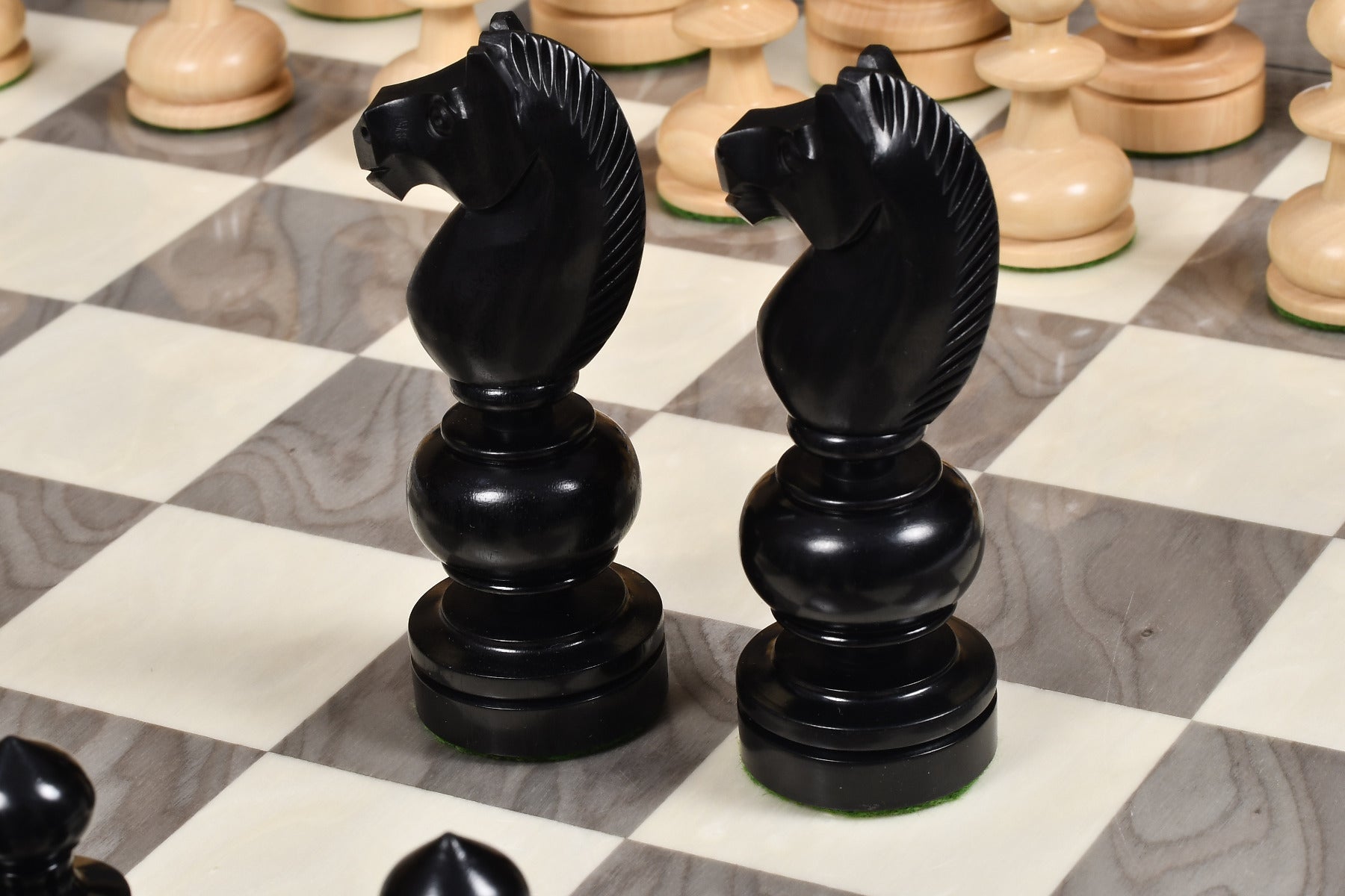 Antique Regency chess pieces, genuine ebony and boxwood, hand carved in India