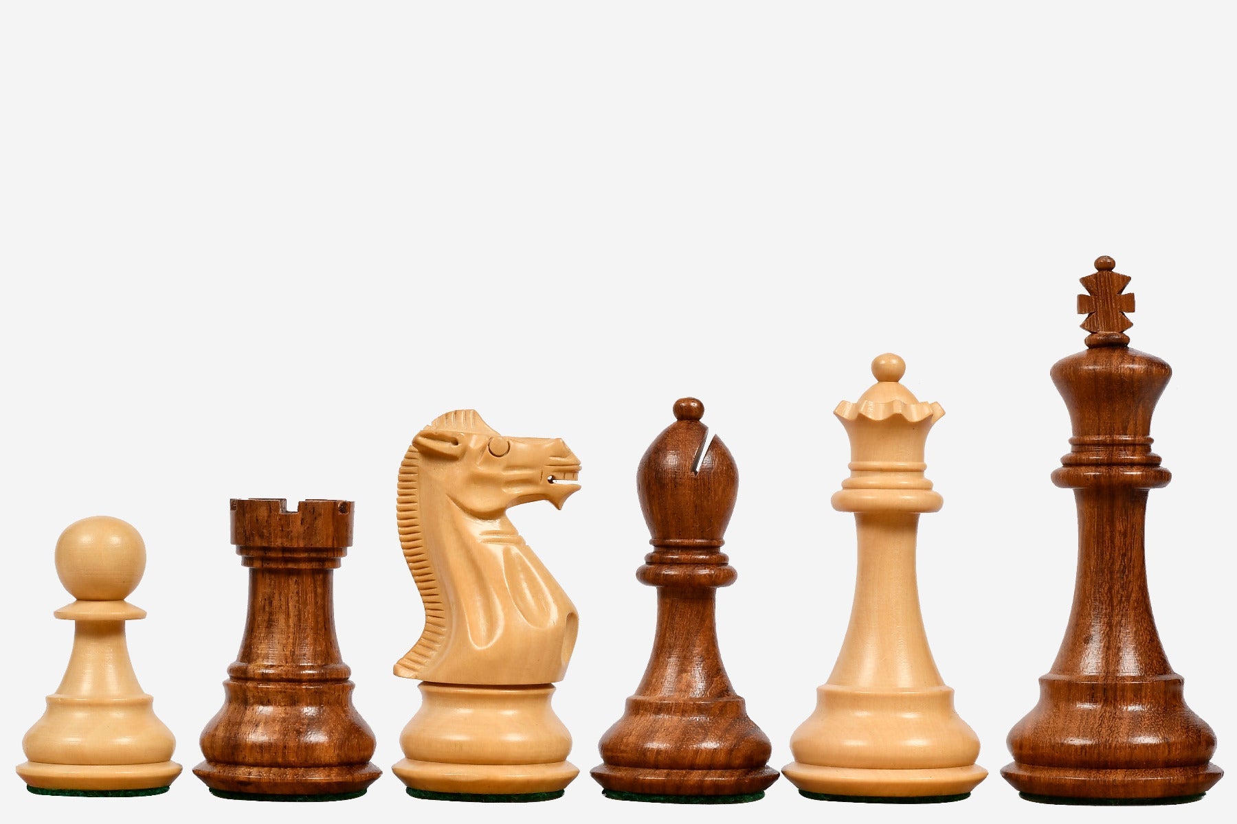 Sterling Chess Desert Gold Staunton chess pieces in sheesham and natural boxwood, 100mm king