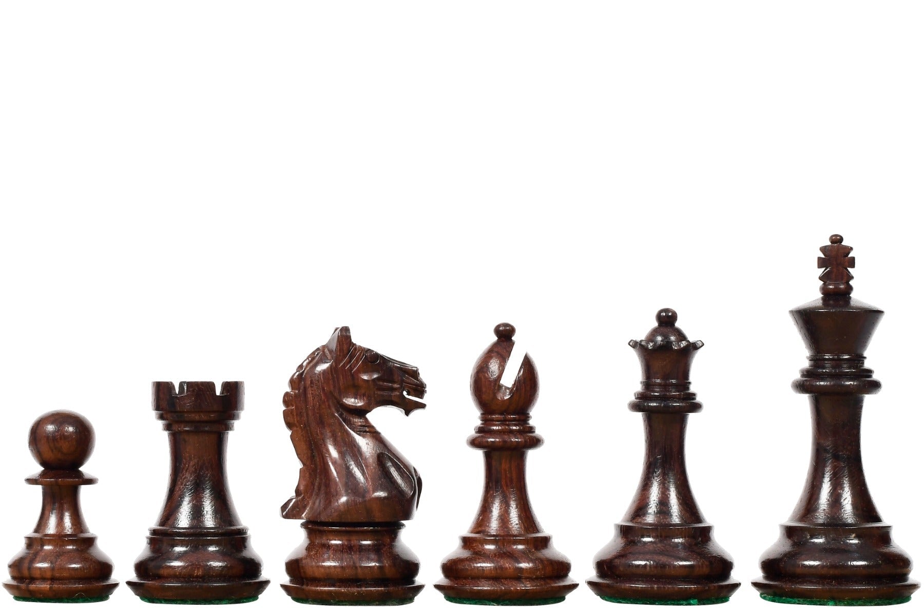 Rosewood chess pieces with a 89mm king and weighted felted bases