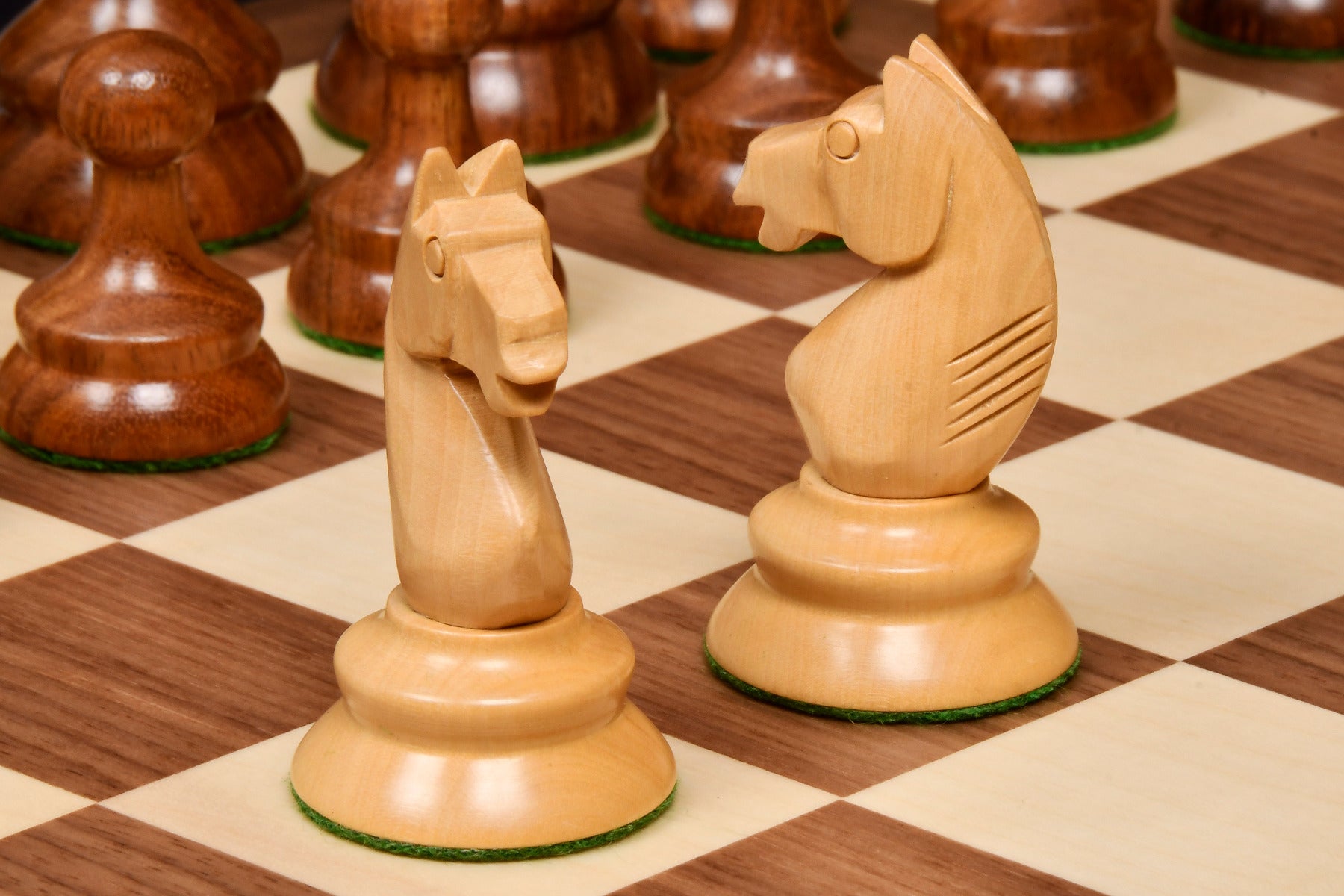Full 34 piece 1937 Stockholm Olympiad chess set in sheesham and boxwood, Sterling Chess Australia