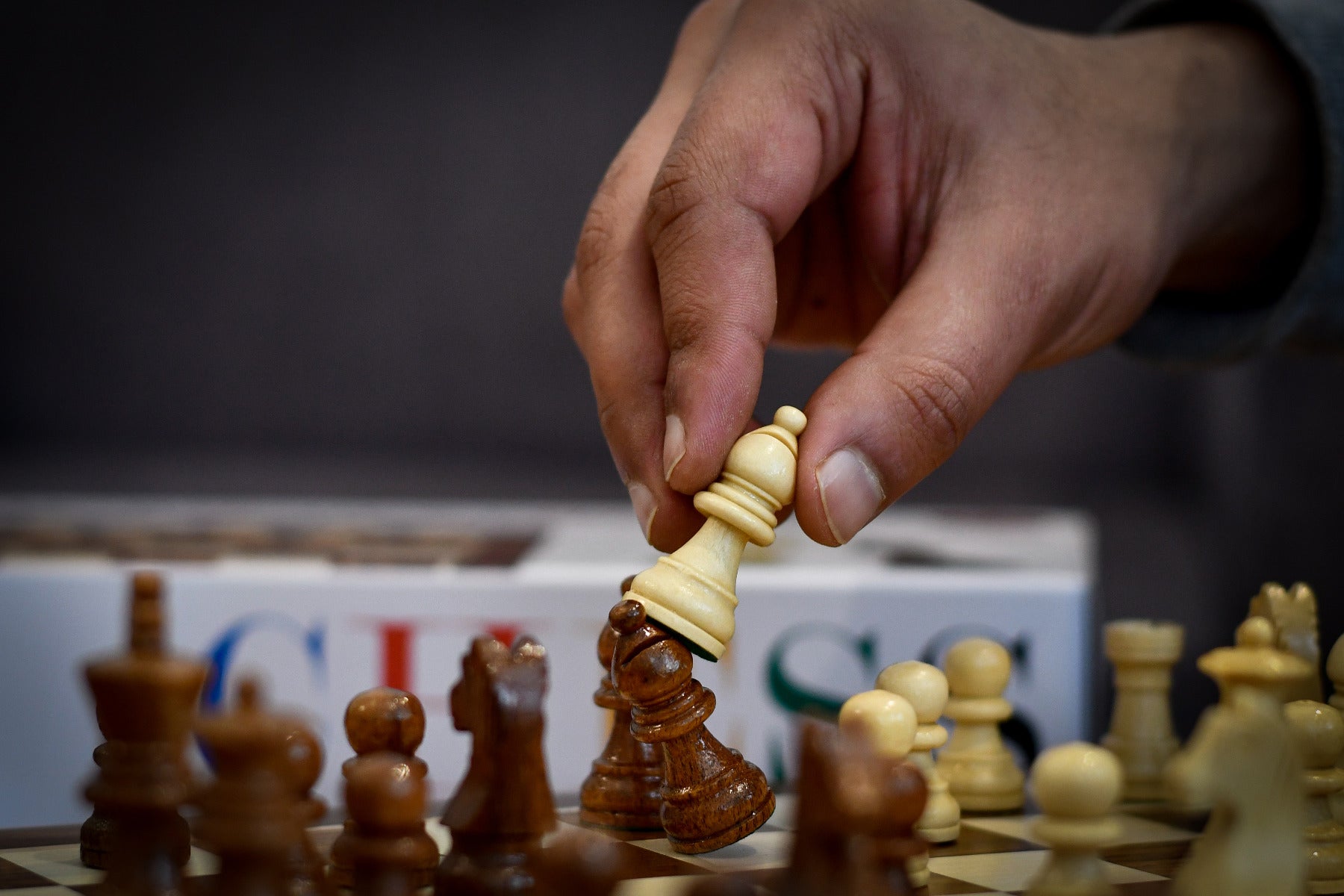 Magnetic folding travel chess set with a 2.4 inch king in sheesham and maple