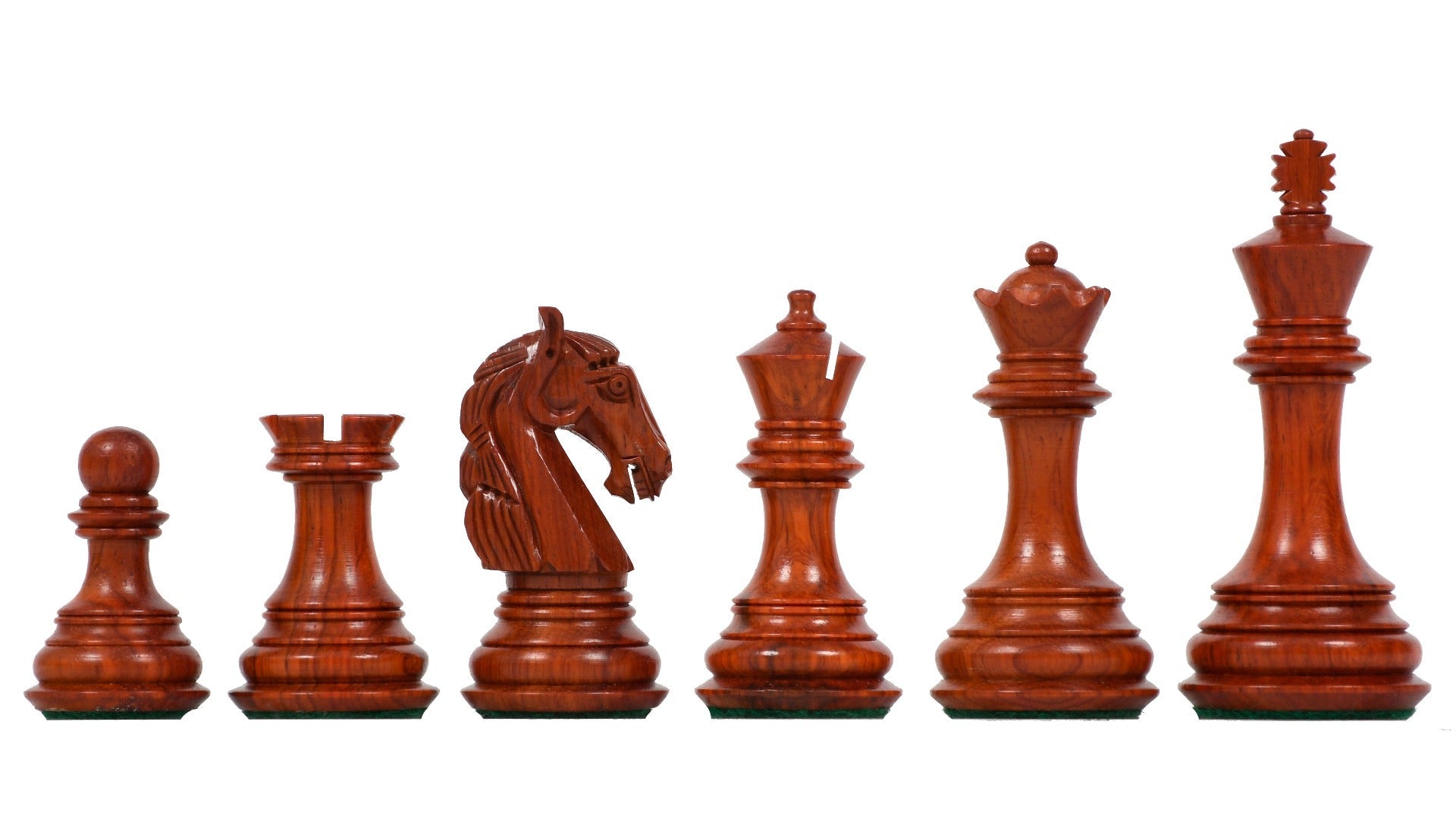 New Colombian Staunton chess pieces, bud rosewood and boxwood, hand carved in India