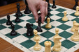 Pro Staunton tournament plastic chess pieces, black and natural white solid plastic, 95mm king