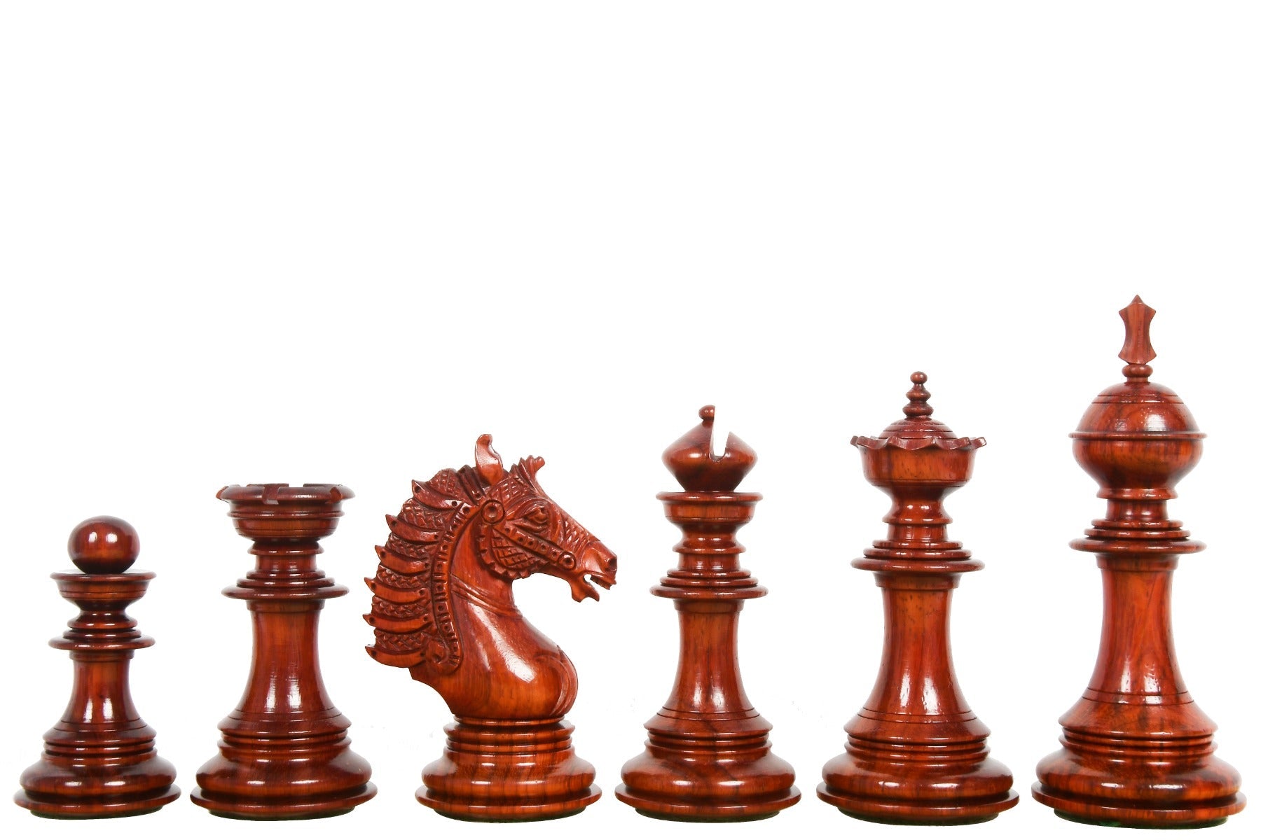 Bud rosewood Sikh Empire chess pieces with 48mm king base, triple weighted