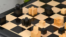 1924 Bauhaus Geometrical chess set, 49mm king, Ebonised finish with its board