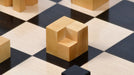 1924 Bauhaus Geometrical chess pieces, ebonised and natural boxwood, hand carved in India